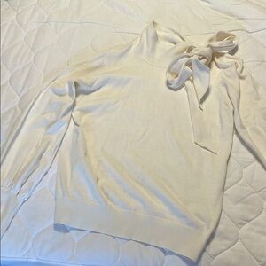 Liz Claiborne Cream Cowl Neck Sweater with Bow